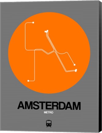 Framed Amsterdam Orange Subway Map Print