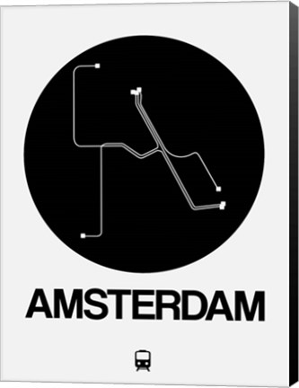 Framed Amsterdam Black Subway Map Print