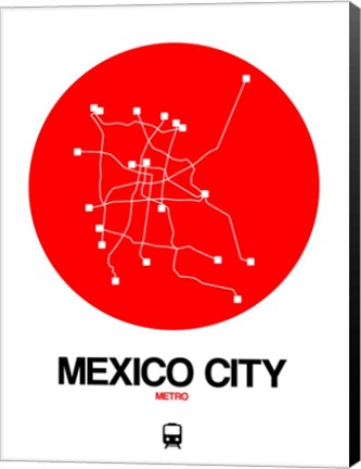 Framed Mexico City Red Subway Map Print