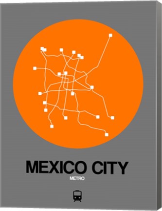 Framed Mexico City Orange Subway Map Print