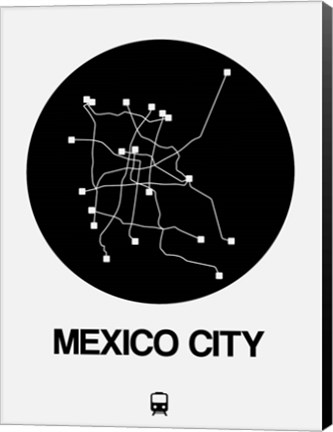 Framed Mexico City Black Subway Map Print