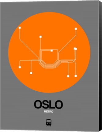 Framed Oslo Orange Subway Map Print