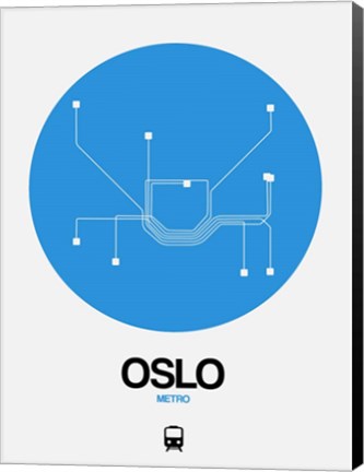 Framed Oslo Blue Subway Map Print