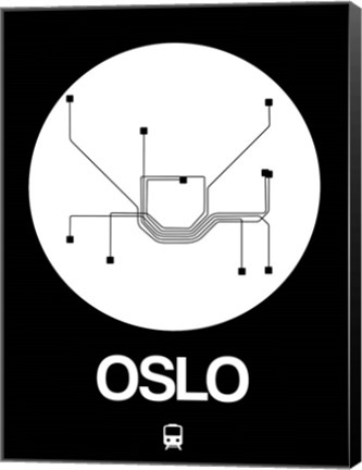 Framed Oslo White Subway Map Print