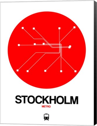 Framed Stockholm Red Subway Map Print