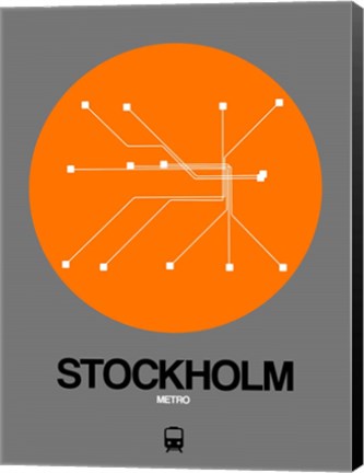 Framed Stockholm Orange Subway Map Print