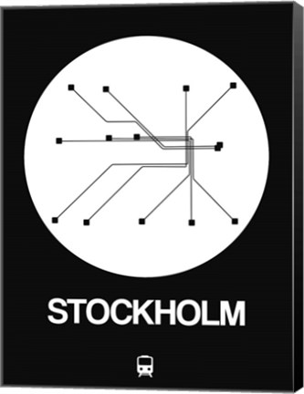 Framed Stockholm White Subway Map Print