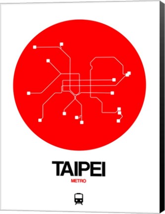 Framed Taipei Red Subway Map Print