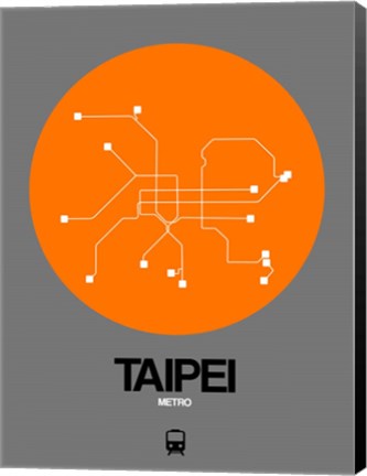 Framed Taipei Orange Subway Map Print