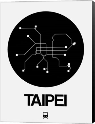 Framed Taipei Black Subway Map Print