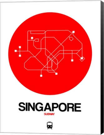 Framed Singapore Red Subway Map Print