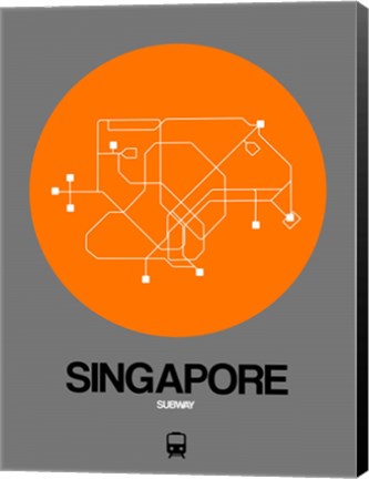 Framed Singapore Orange Subway Map Print