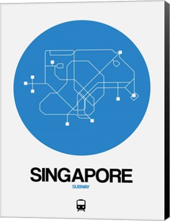 Framed Singapore Blue Subway Map Print