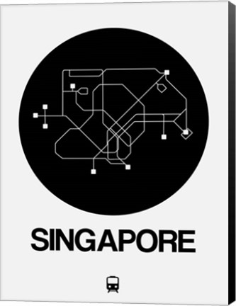 Framed Singapore Black Subway Map Print