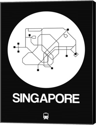 Framed Singapore White Subway Map Print