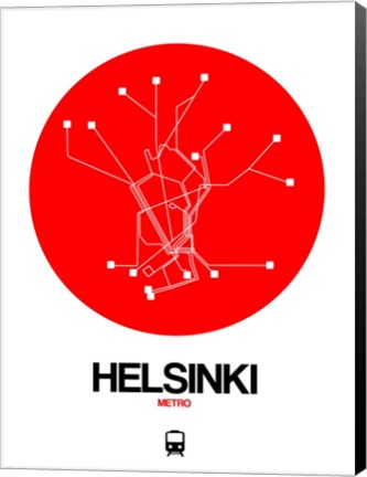 Framed Helsinki Red Subway Map Print