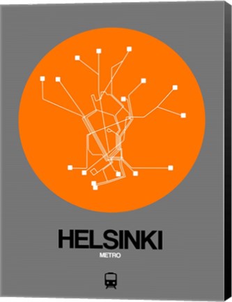 Framed Helsinki Orange Subway Map Print