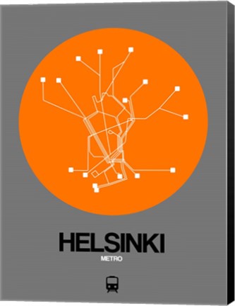 Framed Helsinki Orange Subway Map Print