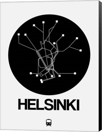 Framed Helsinki Black Subway Map Print