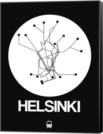 Framed Helsinki White Subway Map Print