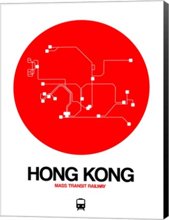 Framed Hong Kong Red Subway Map Print