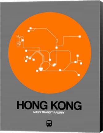 Framed Hong Kong Orange Subway Map Print