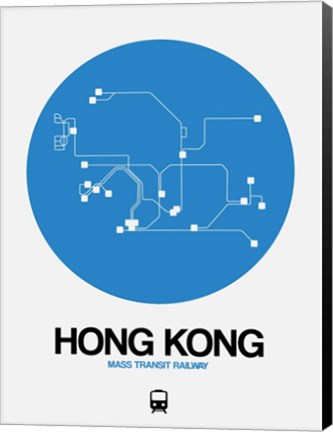 Framed Hong Kong Blue Subway Map Print