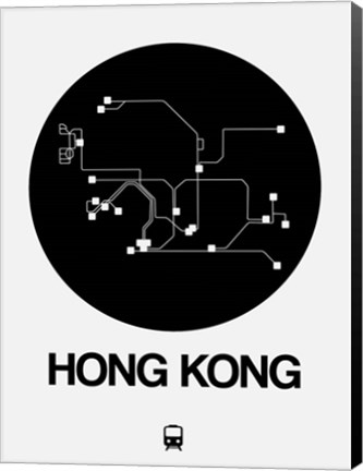 Framed Hong Kong Black Subway Map Print