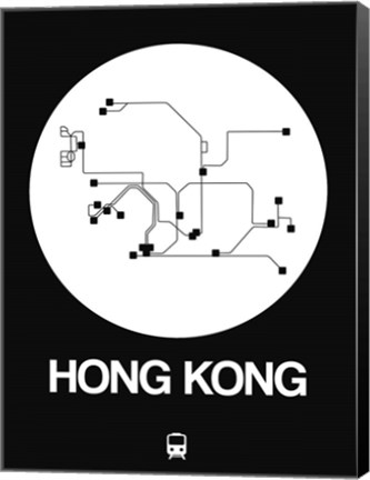 Framed Hong Kong White Subway Map Print