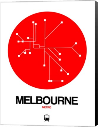 Framed Melbourne Red Subway Map Print