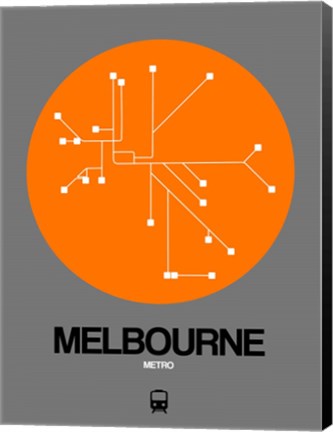 Framed Melbourne Orange Subway Map Print