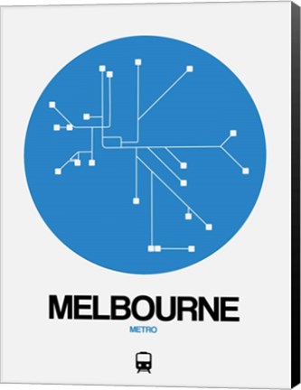 Framed Melbourne Blue Subway Map Print