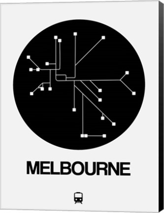 Framed Melbourne Black Subway Map Print