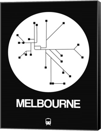 Framed Melbourne White Subway Map Print