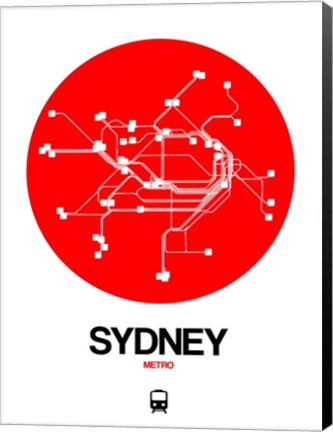 Framed Sydney Red Subway Map Print