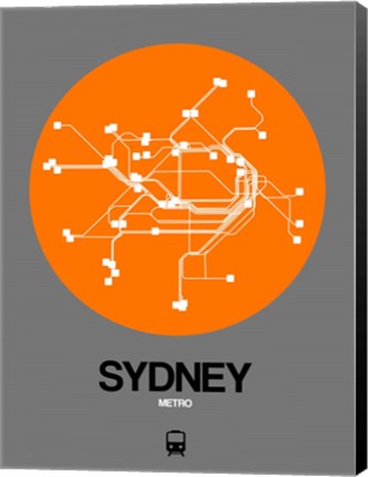 Framed Sydney Orange Subway Map Print