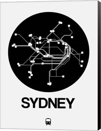 Framed Sydney Black Subway Map Print