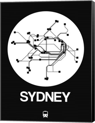 Framed Sydney White Subway Map Print