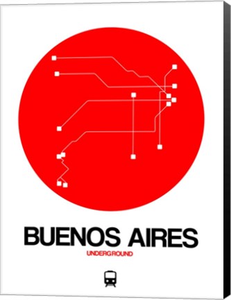 Framed Buenos Aires Red Subway Map Print