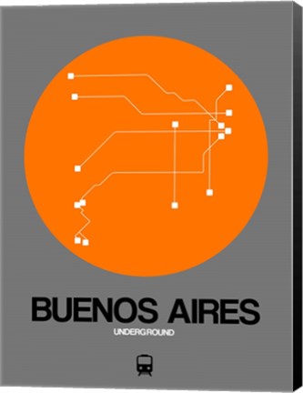 Framed Buenos Aires Orange Subway Map Print