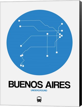 Framed Buenos Aires Blue Subway Map Print