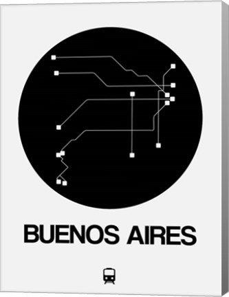 Framed Buenos Aires Black Subway Map Print