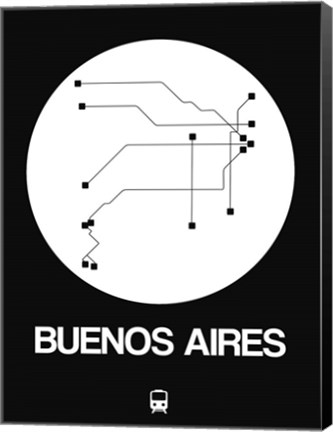 Framed Buenos Aires White Subway Map Print