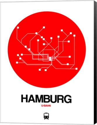 Framed Hamburg Red Subway Map Print