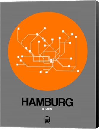 Framed Hamburg Orange Subway Map Print