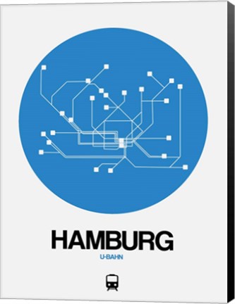 Framed Hamburg Blue Subway Map Print