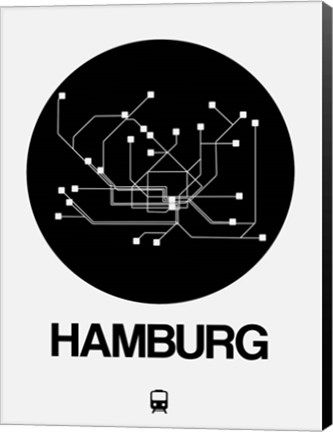 Framed Hamburg Black Subway Map Print