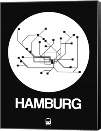 Framed Hamburg White Subway Map Print