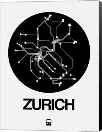 Framed Zurich Black Subway Map Print