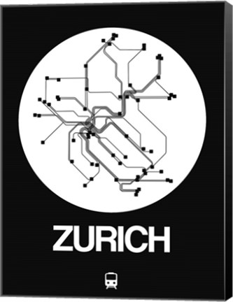 Framed Zurich White Subway Map Print